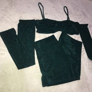 Dark forest green matching set